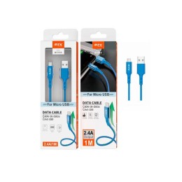 Cable datos USB 2.0 a Micro USB / 1m / 2.4a / Trenzado / Aluminio / BT753 / Azul / One+