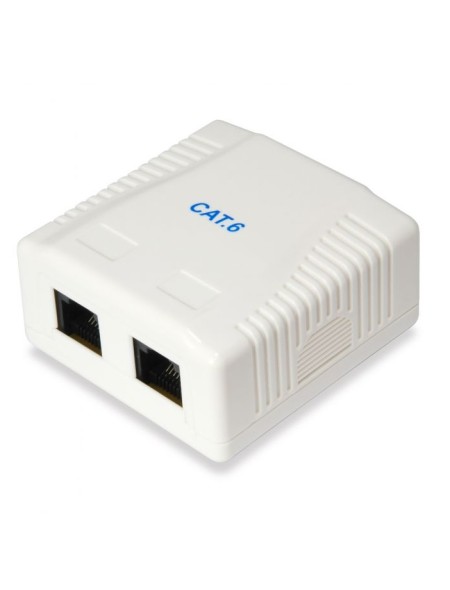 ÷ Roseta de superficie categoria 6 2 hembras rj45 color blanco
