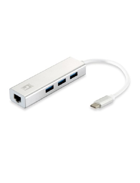 ÷ Adaptador usb-c a gigabit ethernet rj45 level one con hub usb 3.0 3 puertos