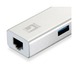÷ Adaptador usb-c a gigabit ethernet rj45 level one con hub usb 3.0 3 puertos