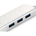 ÷ Adaptador usb-c a gigabit ethernet rj45 level one con hub usb 3.0 3 puertos