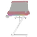 ÷ Mesa mars gaming mgdx120rgbp chasis acero 120x60x75 fibra de carbono rgb mando gestion cables rosa
